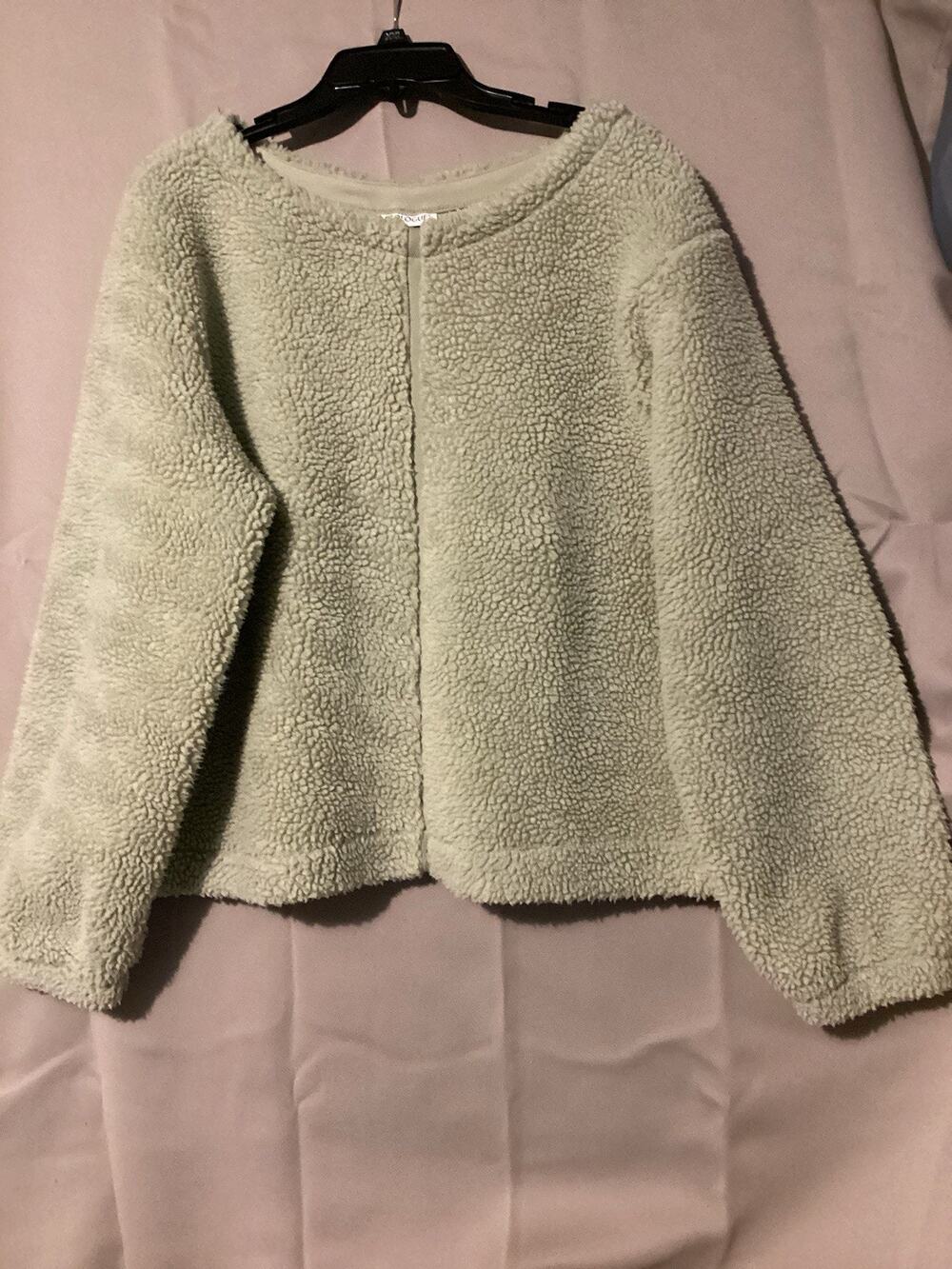 Prologue Women’s Soft Sherpa Fleece Jacket SZ XL Green Long Sleeves